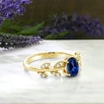 thumbnail image 7 of Gem Stone King 18K Yellow Gold Plated Silver 1.21 Ct Oval Blue Created Sapphire Greek Olive Vine Branch Engagement Ring, 7 of 7