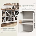 thumbnail image 6 of HOMCOM Farmhouse Coffee Bar Cabinet with LED Lights and Sliding Barn Doors, 55" Wine Bar Cabinet with Wine Racks and Glass Holder, Distressed White, 6 of 9