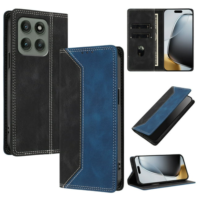 Funda FOXDOCK para Motorola Edge 60 Pro de Cuero Premium Bicolor con Ranuras RFID, Carcasa Tipo Billetera Antigolpes y Soporte Plegable