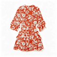 thumbnail image 4 of Fesfesfes Women's 3/4 Sleeve Ruffle Dress Round Neck Elastic Waist Tiered Mini Dress Casual Summer Work Vacation Abstract Print Short Dresses, 4 of 5