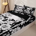thumbnail image 3 of Homewish Halloween Goth Skull Zipper Twin Comforter Sets with Fitted Sheet and 2 Pillowcases,Victorian Romantic Flowers Zipper Bedding Set,Black White,Black Reversible,4pcs, 3 of 8
