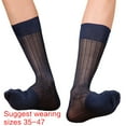 thumbnail image 5 of Mens Thin Silk Formal Dress Suit Socks Clear Sheer Middle Calf Socks Male Business Dress Ribs Striped See Through Socks, 5 of 15