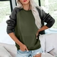 thumbnail image 2 of BangWanChi Fall Sweatshirts for Women 2024 Graphic Womens Casual Loose Pocket Splicing Long Sleeved Round Neck Tops, 2 of 5