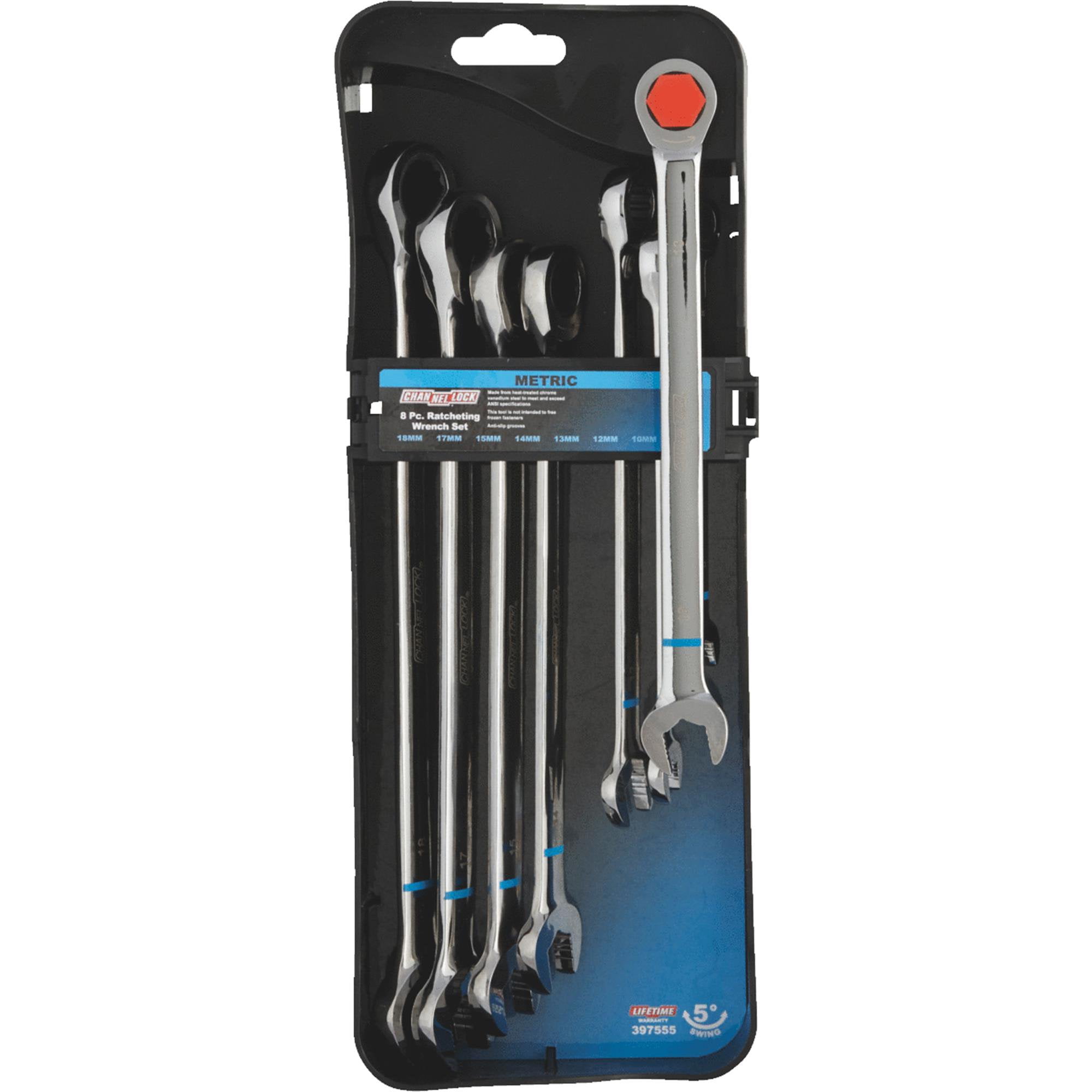 Channellock 8Piece Metric Ratcheting Combination Wrench Set