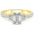 thumbnail image 3 of 3 Carat IGI Certified Emerald Shape Lab Grown Diamond Engagement Ring | 14K Yellow Gold | Trilogy Three Stone Lab Diamond Ring | FG-VS1-VS2 Quality Friendly Diamonds, 3 of 5