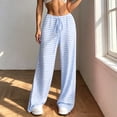 thumbnail image 3 of Lenpel Womens Plaid Pants Casual Loose Lightweight Drawstring Elastic Waist Trousers Comfy Wide Leg Lounge Pants, 3 of 7