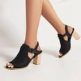 thumbnail image 6 of SACFOF Women's Stacked Block Heel Sandals Peep Toe Cutout Buckle Slingback Chunky Dress Mid Heeled Sandal, 6 of 6