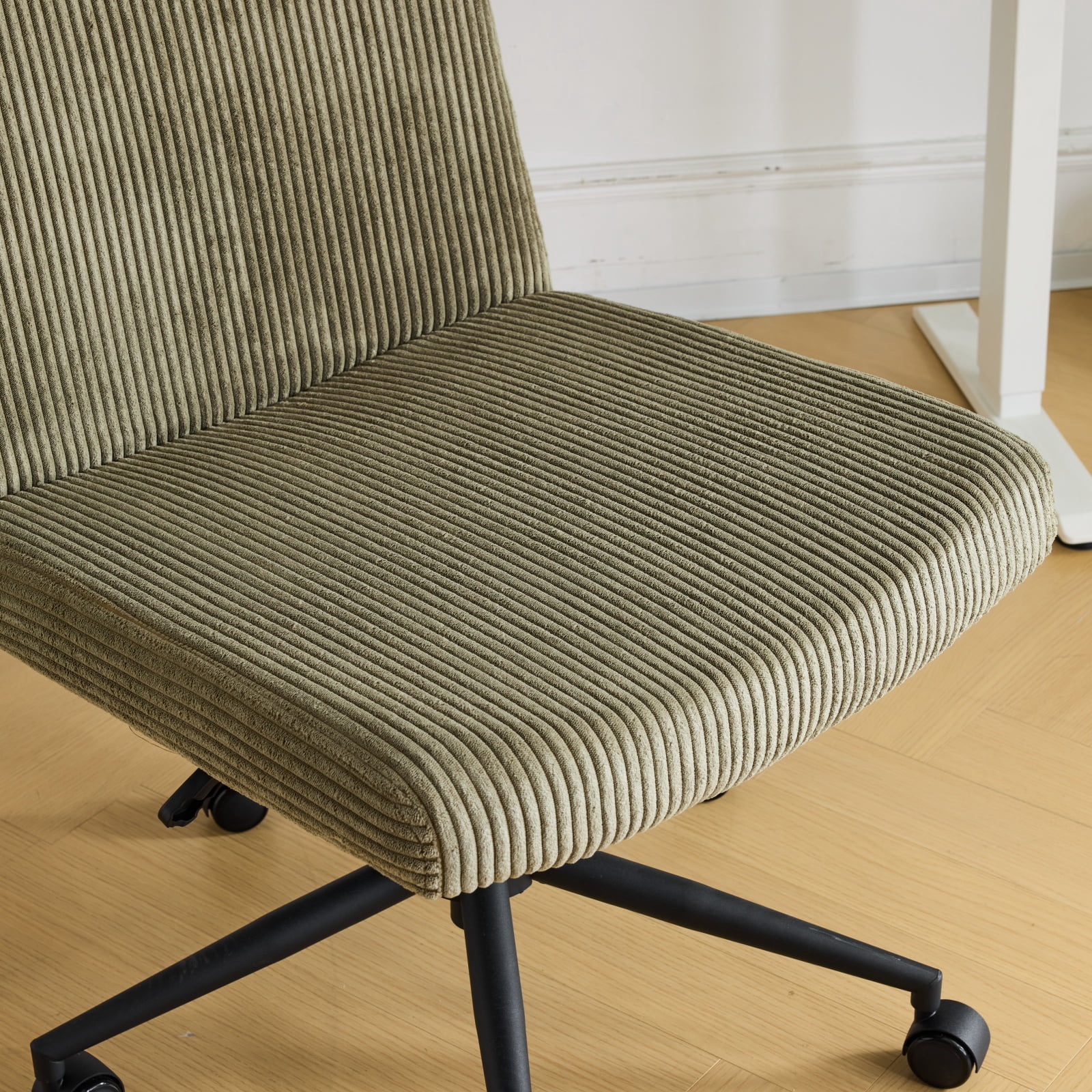 Ktaxon Oversized Armless Office Chair Swivel Study Chair Adjustable Desk Chair with Criss Cross Legs for Conference and Home Olive Green