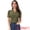 Olive Green, variant on Women's Floral Short Sleeve V Neck Blouses XL White