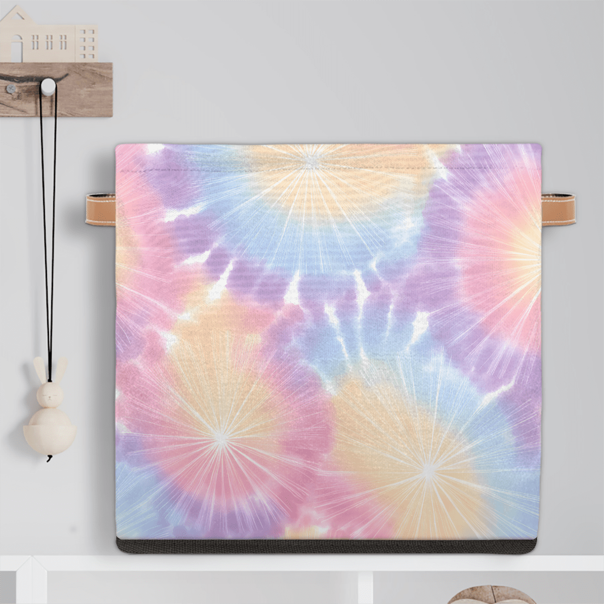 CURLYOOT Watercolor Tie Dye Cube Storage Bin, 13 x 13 x 13 Storage Cube Bins for Organizing, Fabric Foldable Closet Baskets with Handles for Closet, Shelves, Clothes