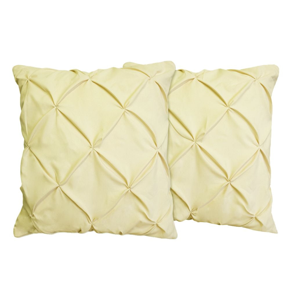 Set of 2 Pinch Pleat Pillow Shams (Throw 20 x 20, Ivory) 1800 Series