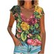 thumbnail image 1 of Pantalones Cortos para las Mujeres Sexy Impreso Camiseta de Manga Corta, de Moda Cuello Redondo Suéter Superior, 1 of 5