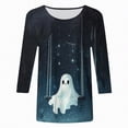 thumbnail image 4 of Godom Halloween T Shirts for Womens 3/4 Sleeve Shirt Crewneck Basic Tees Soft Loose Fit Fall Outfits Fashion Tops 2025, 4 of 6