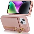 thumbnail image 3 of iPhone 13 Mini Case for Women with Card Holder,iPhone 13 Mini Phone Case Wallet with Strap,Crossbody Lanyard Cases with Credit Card Slots Kickstand with Ring Holder Stand Case,5.4",Rosegold, 3 of 13