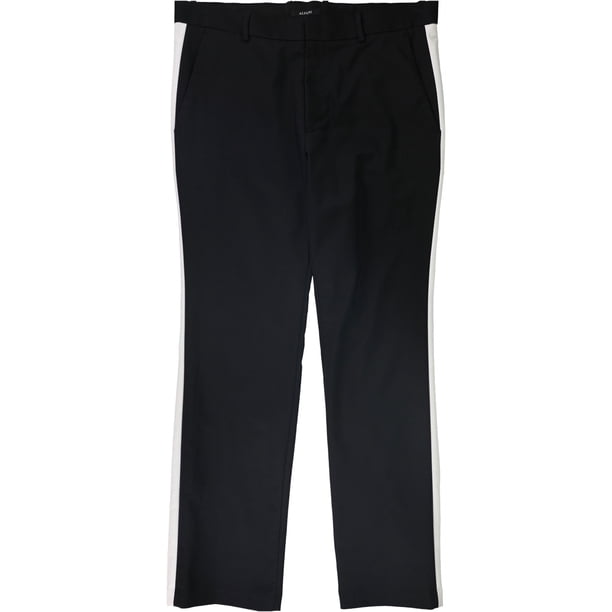 Alfani - Pantalones de vestir con rayas laterales para hombre, color negro, 36 W x 32 L