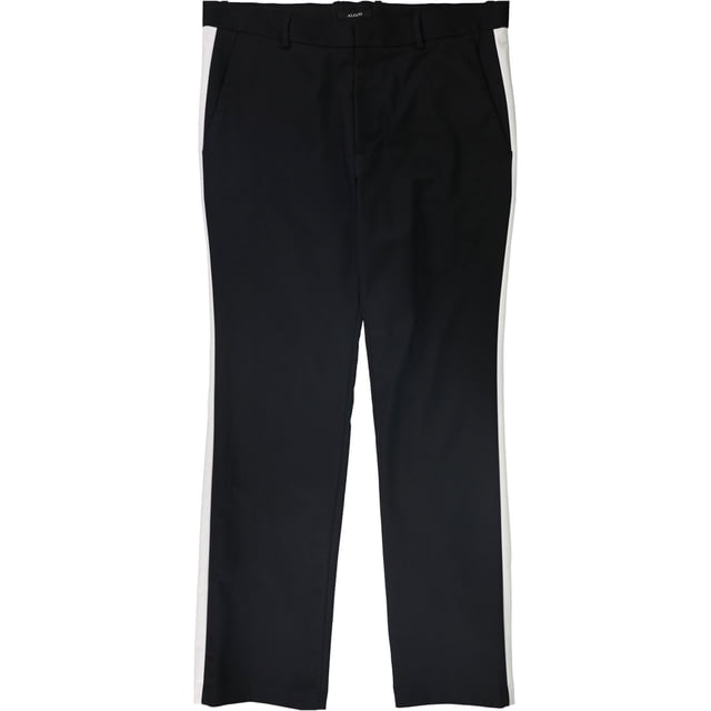 Alfani - Pantalones de vestir con rayas laterales para hombre, color negro, 36 W x 32 L