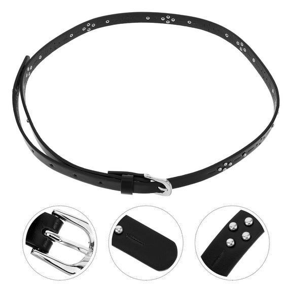 Homoyoyo Black Faux Studded Belt with Hollow Design, Stylish Accessory for Men and Women
