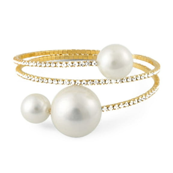 KATGI Fashion Crystal and Orb Twisting Stack Wrap Bracelet