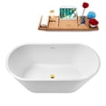 thumbnail image 3 of 55" Streamline G-34-175-GLD Soaking Glossy White Freestanding Tub and Tray With Internal Drain in Polished Gold, 3 of 12