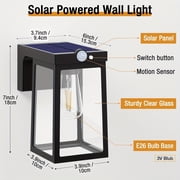 2 pack Solar Wall Lights Outdoor with Motion Sensor, Dusk to Dawn Exterior Wall Lighting Fixtures Waterproof, LED Patio Lights Wall Sconce Outside Anti-Rust for Garage Frontdoor House, Black