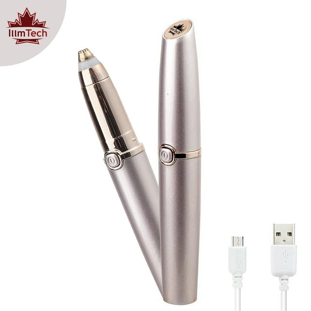 IllmTech - Rechargeable Eyebrow Trimmer, Painless and Precision Facial Hair Removal Tool with LED Light, Facial, Upper Lip, Nose, and Ear Hair Remover, Professional Grooming for Men and Women