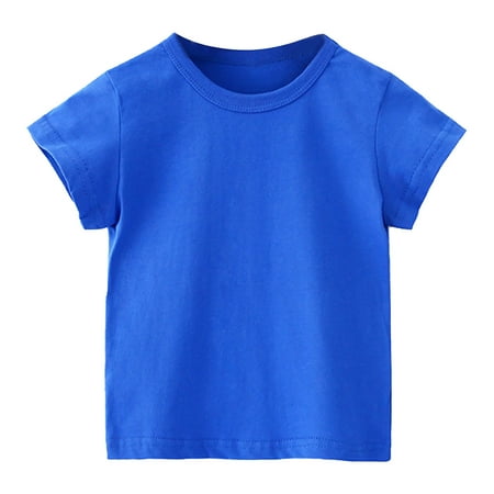 

EGNMCR Toddler Cotton T-Shirt Toddler Short Sleeve Solid Color Tees Shirts for Boys Girls 6 Months-11T - Fall/Winter Savings Clearance