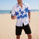 thumbnail image 2 of Camisas De Mezclilla Para Hombre Blusa de camisas de manga corta suelta informal con cuello vuelto estampado de primavera para hombre (Sky Blue, 5XL), 2 of 5