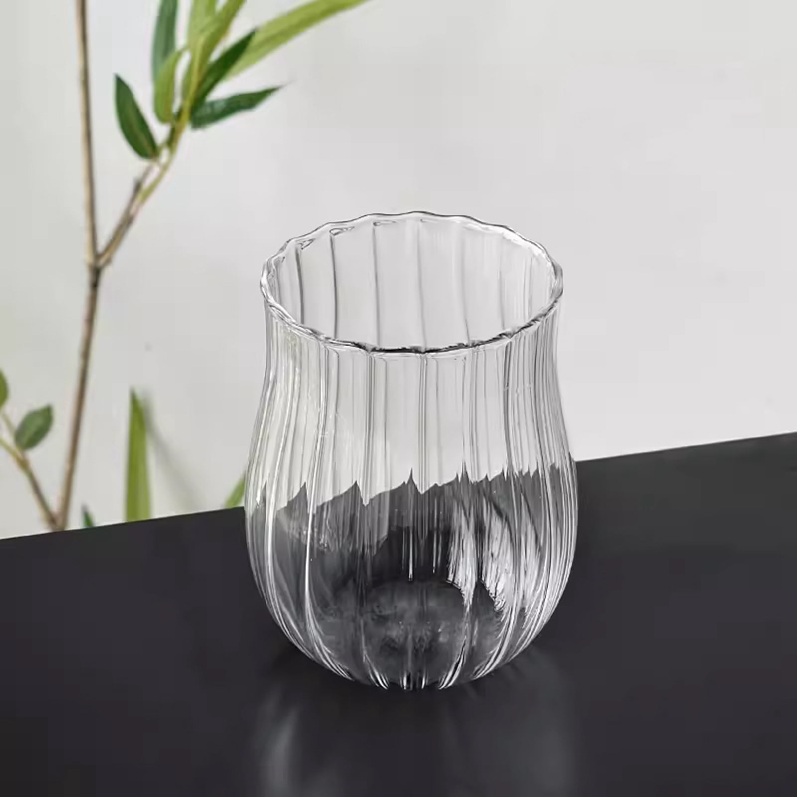 Cute Wine Glasses for Iced Coffee Juice 12oz Tulip Shape Vintage Drinking Glassware  for Iced Coffee Juice Beverage Milk B