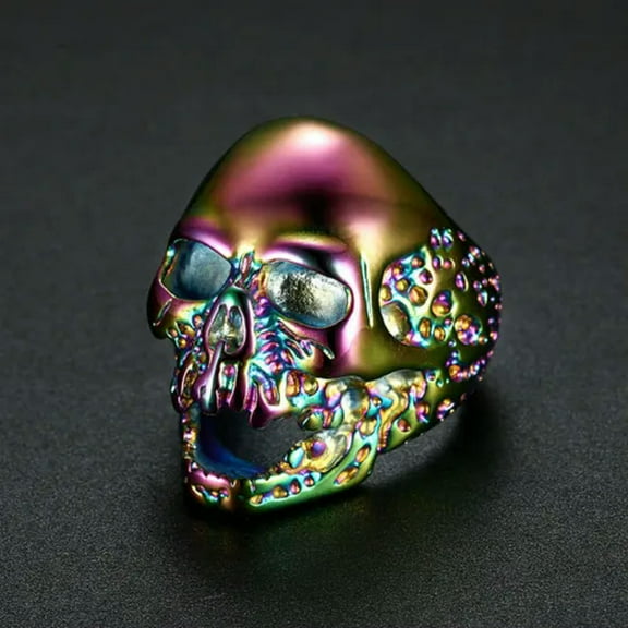 GKNET Mens Stainless Steel Gothic Punk Biker Zombie Skull Ring Size 7-15-13-Multicolor