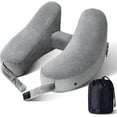 thumbnail image 3 of H-Shaped Neck Pillow for Travel Inflatable Airplane Pillow Comfortably Supports Head, Neck and Chin, Inflatable Travel Pillow with Portable Drawstring Bag (Grey), 3 of 6