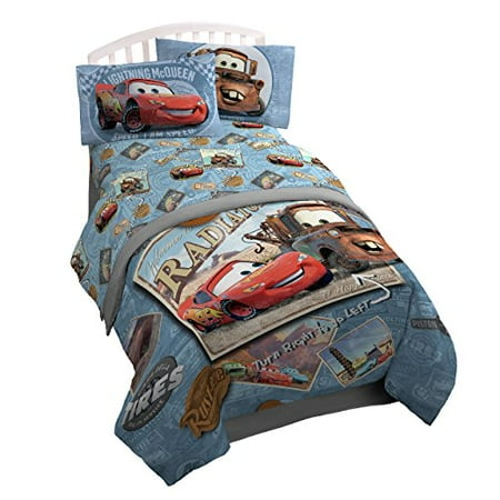 Jay Franco Disney Pixar Cars Tune Up Blue Gray 3 Piece Twin Sheet Set with Lightning McQueen Mater Official Disney Pixar Product Walmart