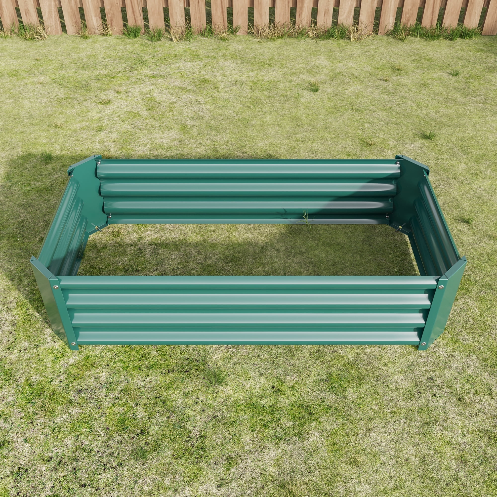 MAYEERTY 4x2x2ft Outdoor Rectangle Metal Raised Garden Bed: Perfect for Flowers, Vegetables & Herbs, Green