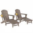 thumbnail image 2 of Outsunny Folding Adirondack Chair Set of 2, HDPE Fire Pit Chair with Retractable Ottoman, Cup Holder and Large Seat for Deck, Garden, Backyard, Brown, 2 of 9