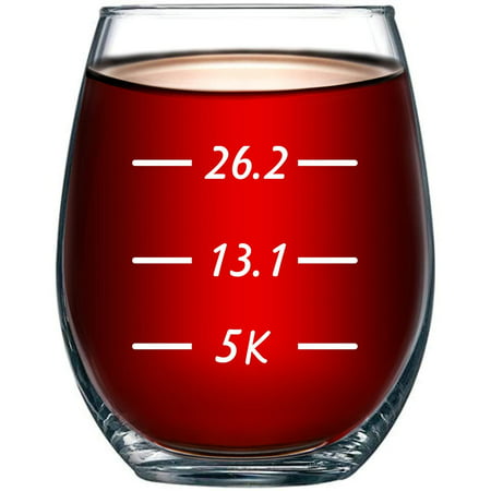 Runners Measurements Funny 15 Ounce Stemless Wine Glass | Unique Birthday Gift Idea for Mom, Dad, Wife, Husband, Sister, Best Friend | Birthday Gifts for Men or (Best Gifts For Runners Under $50)