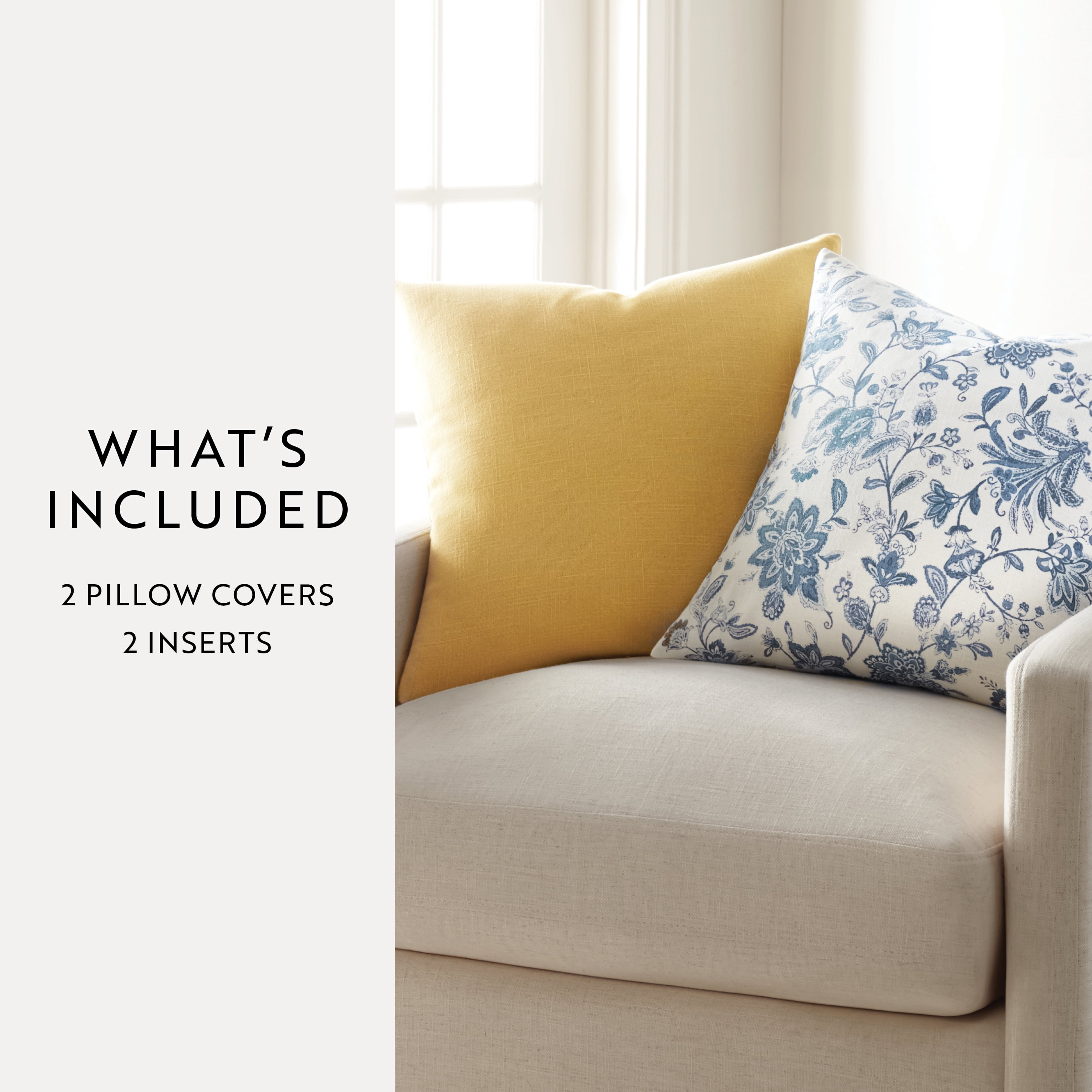 Noble Linens 2-Pack Cotton Slub Decor Throw Pillows - Jacobean Mustard