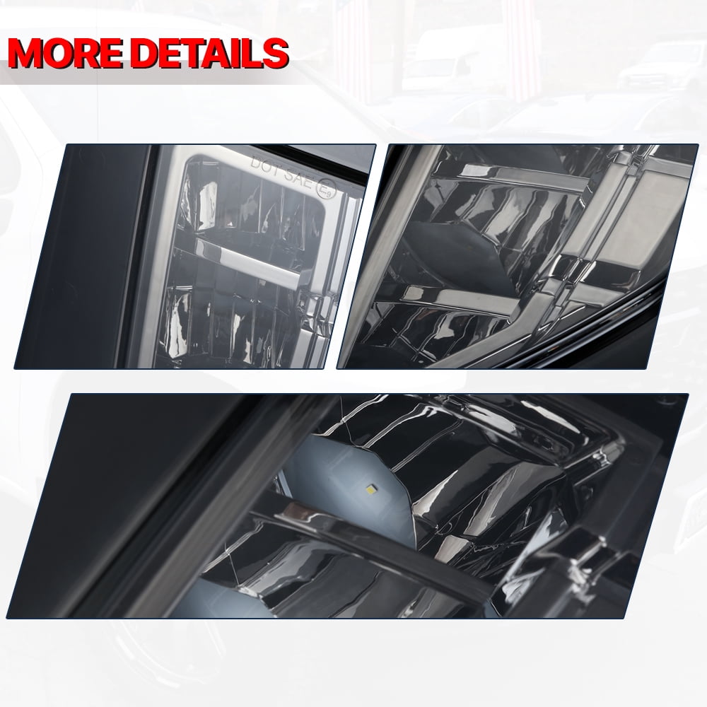 DNA Motoring For 16-19 Chevy Silverado 1500 FULL LED Front Face Bar Fog Lamps Pair Smoked w/Wiring+Switch