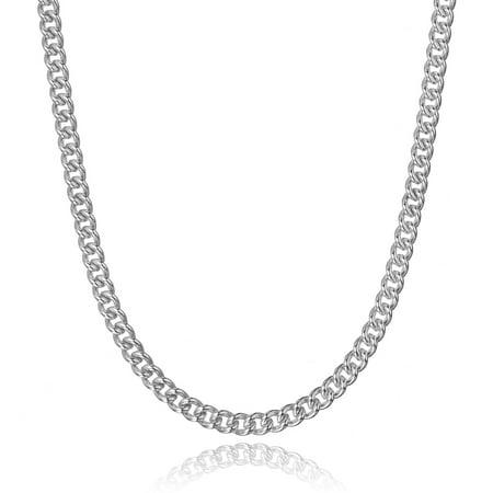 Ariana Lucci 14K White Gold Filled Italian Curb Chain Necklace, 5mm Width Size, Non Tarnish Cuban Link Chain for Men and Women, Genuine 1/20 14K Gold Filled Made in Italy, 30"