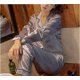 thumbnail image 1 of Pijama de satén de seda de manga larga para mujer, conjunto de ropa para dormir de dos piezas, para estar en cama, de talla grande y en variedad de colores disponibles, 1 of 4