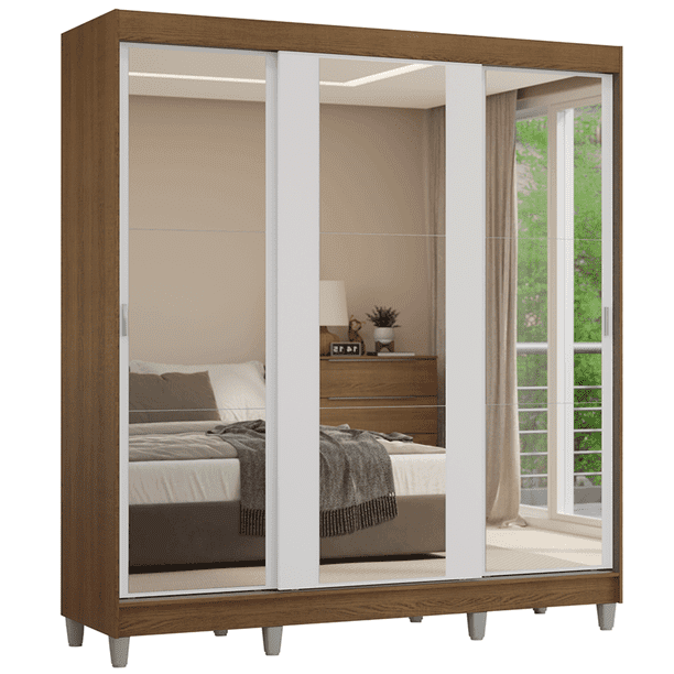 Ropero Closet Madesa Reno 3 Puertas 3 Espejos Con Pies MB 2