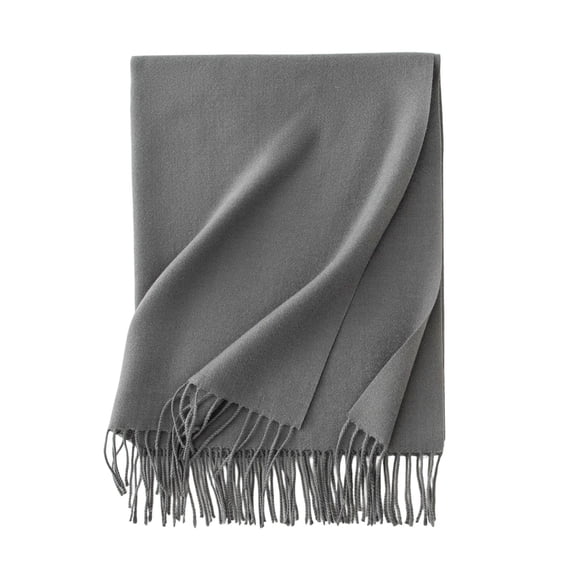 PRINxy Women’s Solid Soft Fringe Thermal Scarf, Plush Long Neck Shawl For Outdoor Skiing Holiday Travel Days Gray