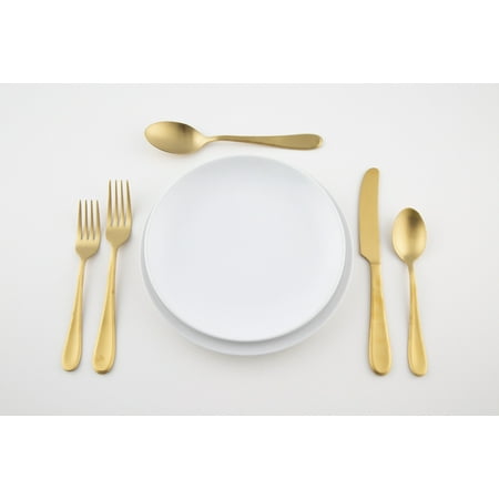 Satin Serving Flatware - Patricia Heaton Home Southampton Gold Satin 20-Piece Flatware Set, Service for 4