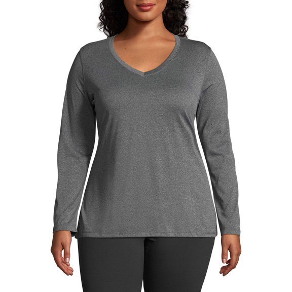 Just My Size Active Long Sleeve Cool Dri V-Neck Tee