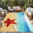 thumbnail image 2 of Summer Beach Outdoor Rug for Patio/Deck/Porch, Non-Slip Large Area Rug 5 x 7 Ft, Coastal Red Starfish Conch Palm Seaside Indoor Outdoor Rugs Washable Area Rugs, Reversible Camping Rug Carpet Runner, 2 of 8