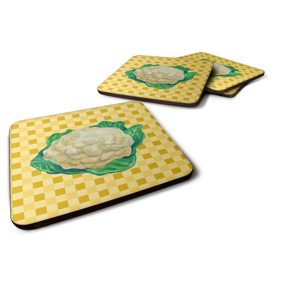 Carolines Treasures BB7190FC Cauliflower on Basketweave Foam Coaster Set of 4 3 1/2 x 3 1/2 multicolor