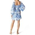 thumbnail image 4 of Flying Tomato Women's Smocked Garden Floral Print Mini Dress (Ivory/Blue, Small), 4 of 4