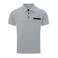 thumbnail image 4 of ohmzyzo Men's Waffle Polo Shirts Lapel Short Sleeve Casual Henley T Shirt Color Block Slim Fit Golf Shirts with Pocket, 4 of 6