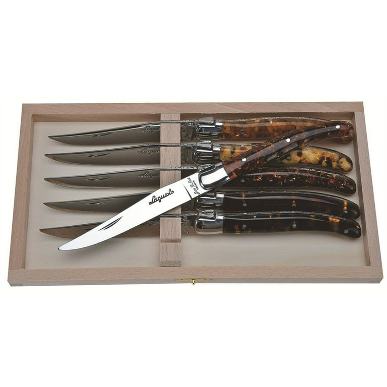 Jean Dubost Laguiole 12pc Steak Knife & Fork Set, Turquoise –