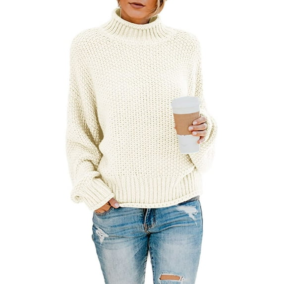 Sherrylily Fall Women Turtleneck Sweaters Batwing Pullover Winter Loose Knit Jumper