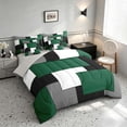 thumbnail image 2 of Manfei Forest Green Geometric King Bedding, Abstract Grid King Bed in a Bag, Black White Green Gray, Gray Reversible 7 Pieces, 2 of 6