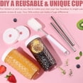 thumbnail image 6 of 2 Pcs 24Oz Glass Cups Set, Mason Jar Drinking Glasses with Lids and Straws & 2 A, 6 of 10